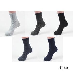 5 Pairs / lot Bamboo Fiber Men's Socks Casual Solid Color Cotton Socks Business Antibacterial