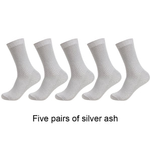 5 Pairs / lot Bamboo Fiber Men's Socks Casual Solid Color Cotton Socks Business Antibacterial