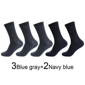 5 Pairs / lot Bamboo Fiber Men's Socks Casual Solid Color Cotton Socks Business Antibacterial