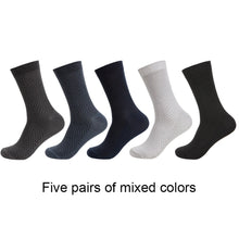 Load image into Gallery viewer, 5 Pairs / lot Bamboo Fiber Men&#39;s Socks Casual Solid Color Cotton Socks Business Antibacterial
