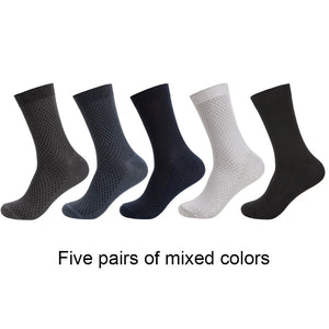 5 Pairs / lot Bamboo Fiber Men's Socks Casual Solid Color Cotton Socks Business Antibacterial