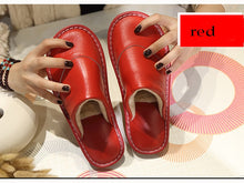 Load image into Gallery viewer, Leather cotton slippers winter home indoor beef tendon bottom non-slip waterproof
