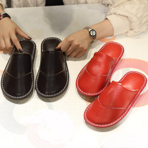 Leather cotton slippers winter home indoor beef tendon bottom non-slip waterproof